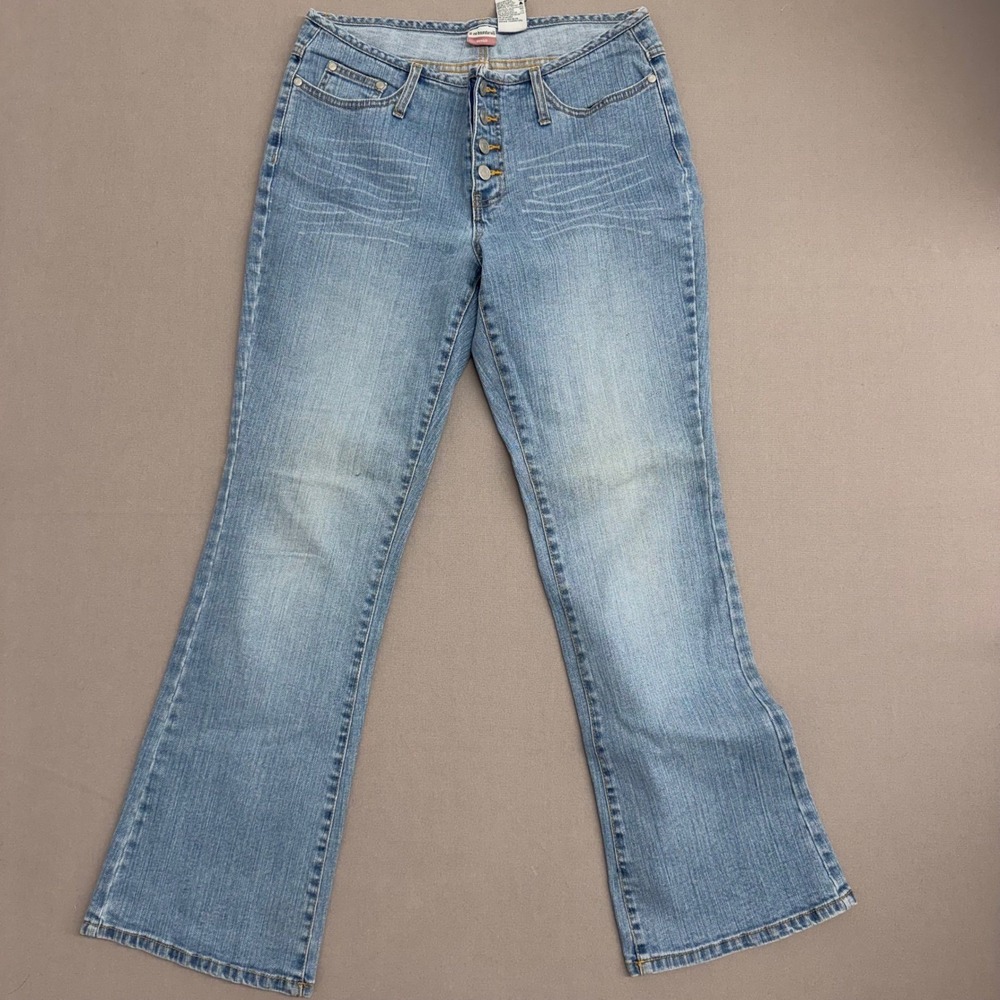 No Boundaries Light Wash Flare‎ Jeans Junior 13 Y2K Button Fly Stretch Denim